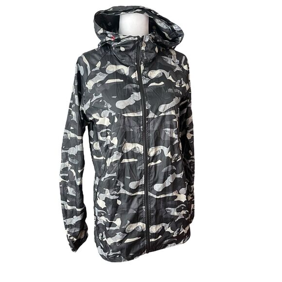 Nike Small T/F Windrunner Jacket Hooded Full Zip Thin Black Camo Pockets - Picture 5 of 14